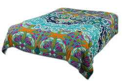 Rizzy Home | BT1824 | Polyester Quilt | 106"x92" Green/Blue/Orange Floral