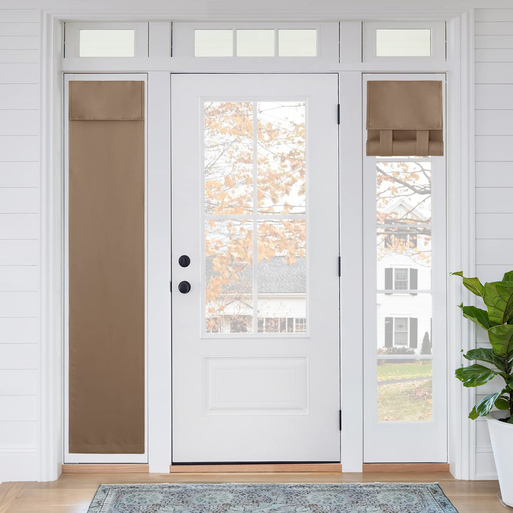 Ryb Home Sightlight Door Window Curtains 2 Panels Set, Privacy Door Window Curtains Thermal Insulate Covering For Patio Door Glass Door Front Door, 12 Inch X 69 Inches, Mocha