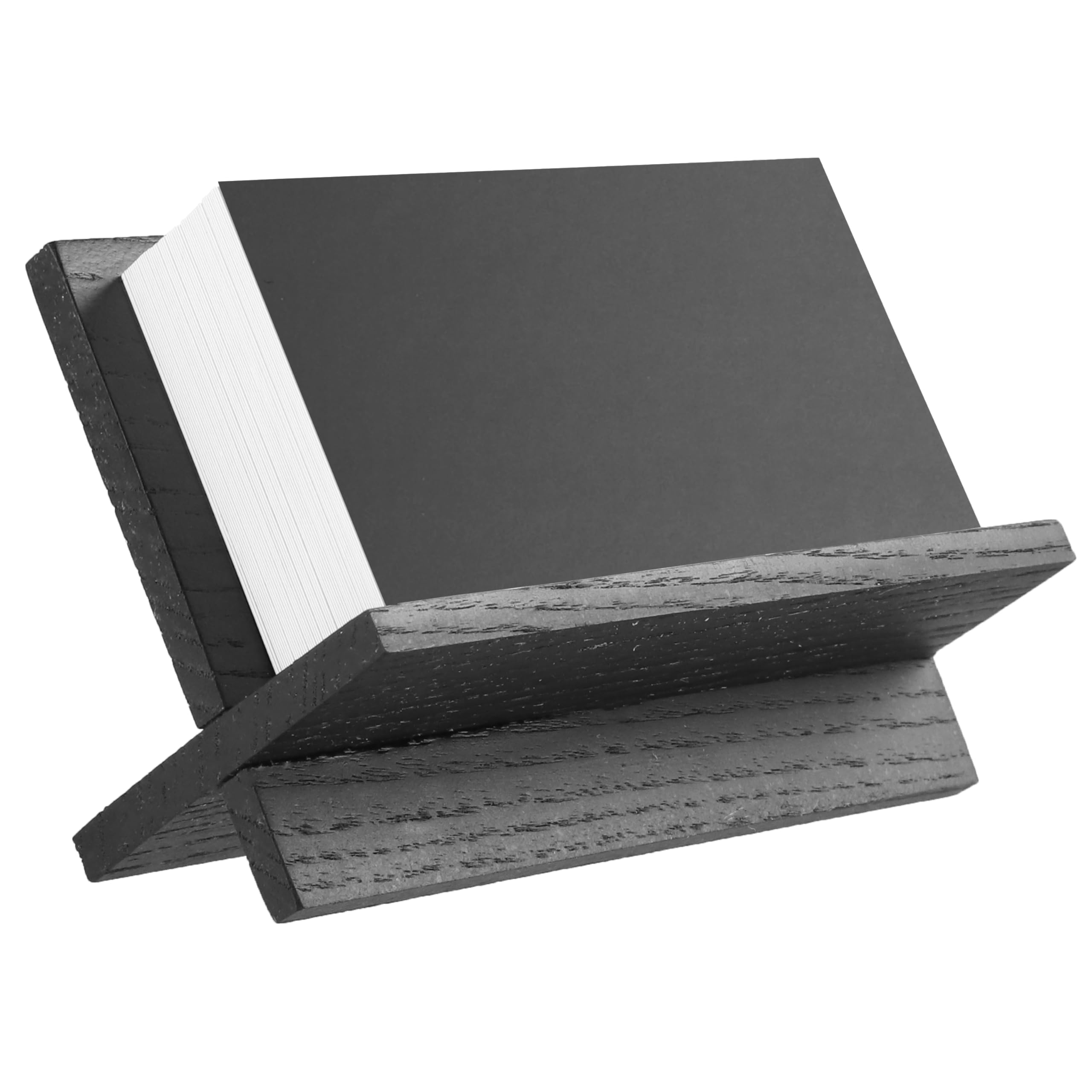 Toros Store Business Card Holder For Desk - Black Wood Small Cards Holders, Professional Desktop Business Card Stand Display, Wo