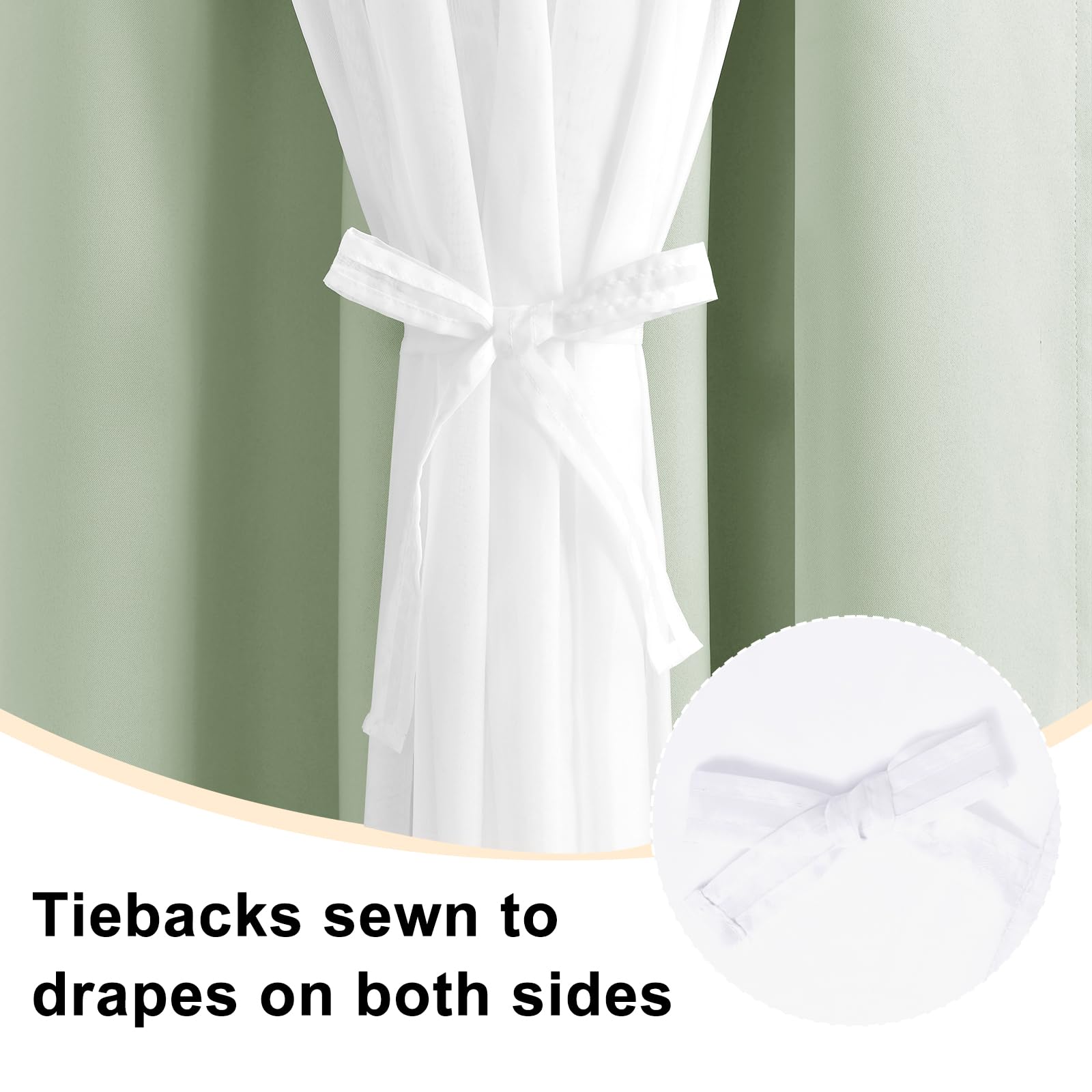 Hiasan Blackout Curtains With Sheer Overlay, Thermal Insulated Mix & Match Double Layer Room Darkening Curtains For Bedroom, Liv