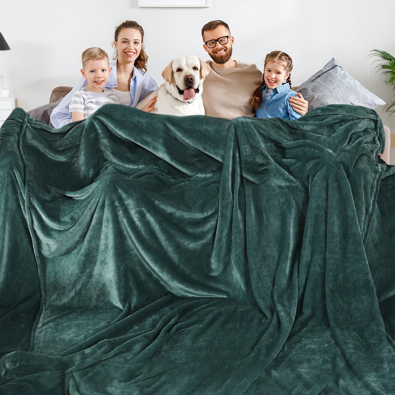 Aemilas Large Fleece Blanket Oversized King 120'X120'-Extra Giant 10'X10' Dark Green Blanket-Super Soft Flannel Lightweight Bl