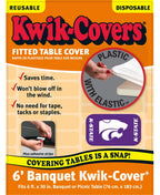 Collegiate Kwik-Covers Rectangle Plastic Table Covers, Bundle Of 2 (Kansas State University, 6')