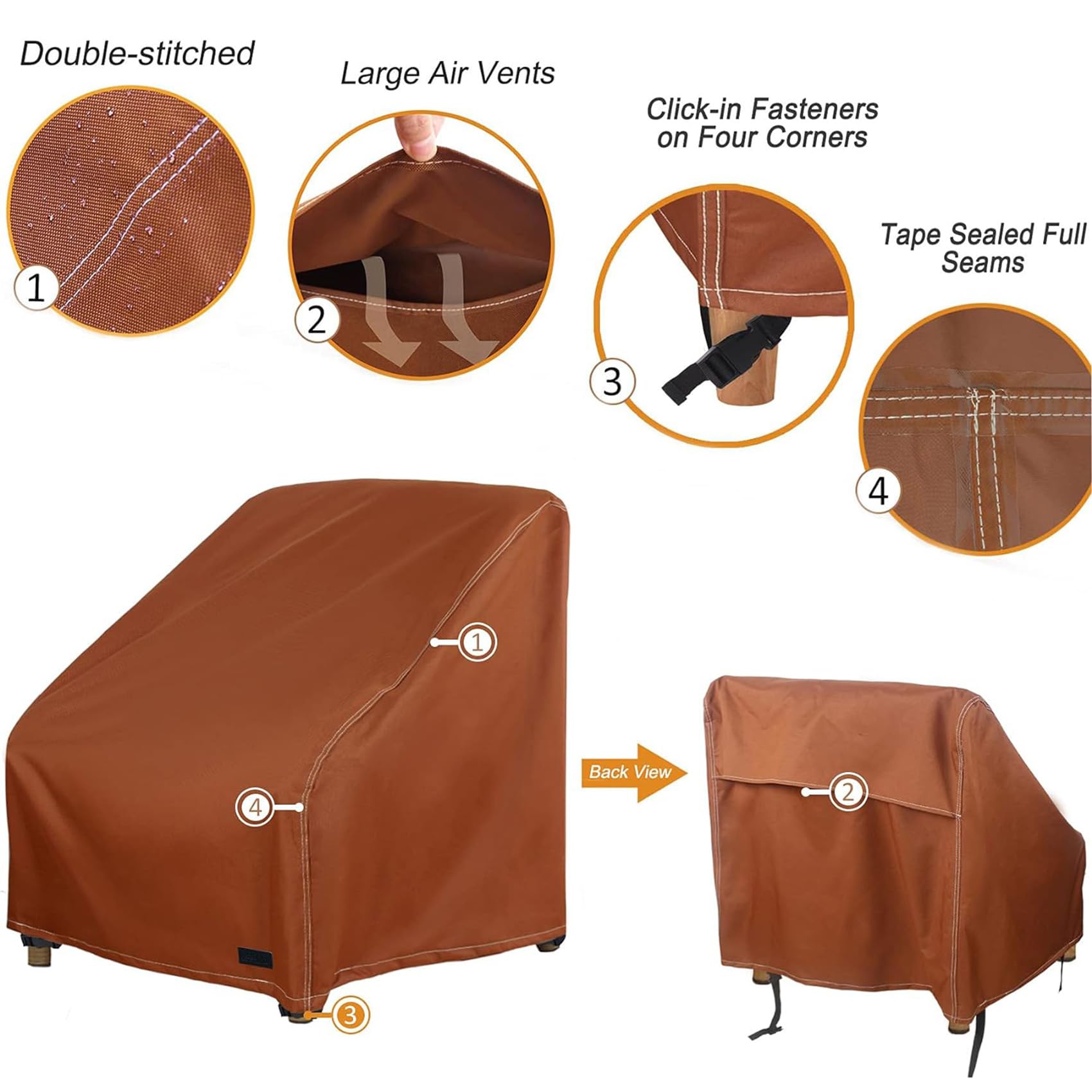 Nettypro Patio Chair Covers For Outdoor Furniture 4 Pack, Waterproof Heavy Duty Lawn Patio Furniture Cover Deep Seat Dining Chair Covers Small, 28W X 30D X 28H Inches, Brown