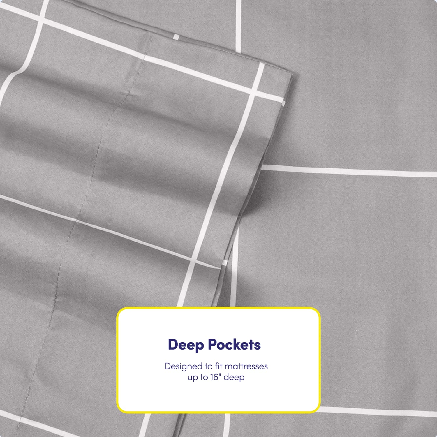Full Size Bed Sheets - 6 Piece 1500 Supreme Collection Fine Brushed Microfiber Deep Pocket Full Sheet Set Bedding - 2 Extra Pillow Cases, Great Value, Full, Window Pane Gray