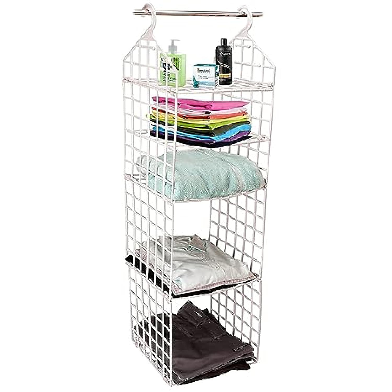 Plastic 5 Layer Folding Clothing Storage Racks Dormitory Closet For Students Wardrobe Shelves Hanging Organizer Storage Holders 