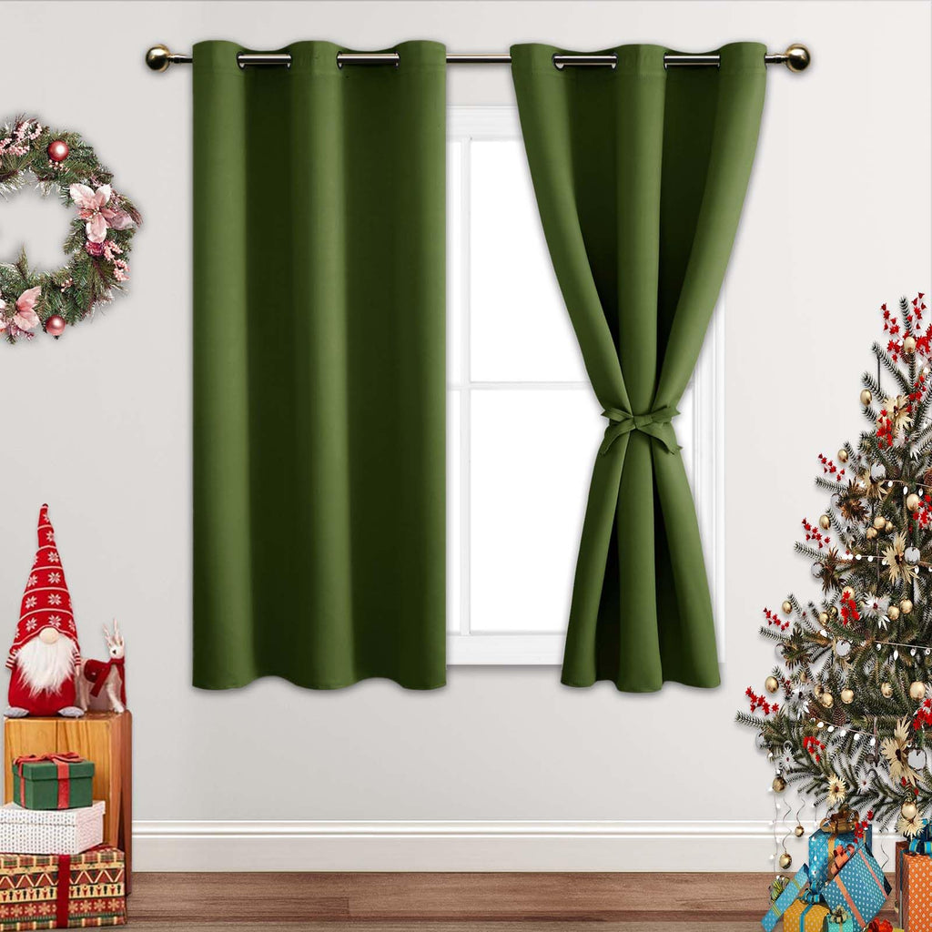 Jiuzhen Olive Green Blackout Curtains For Bedroom - Light Blocking And Noise Reducing Grommet Curtains For Living Room Darkening Curtains, Set Of 2 Window Curtain Panels, 38 X 54 Inch Length