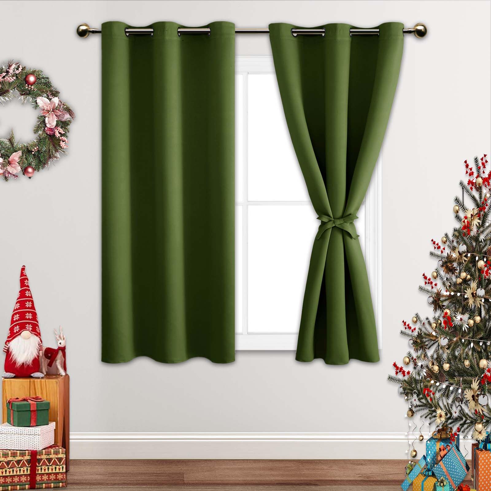 Jiuzhen Olive Green Blackout Curtains For Bedroom - Light Blocking And Noise Reducing Grommet Curtains For Living Room Darkening Curtains, Set Of 2 Window Curtain Panels, 38 X 54 Inch Length
