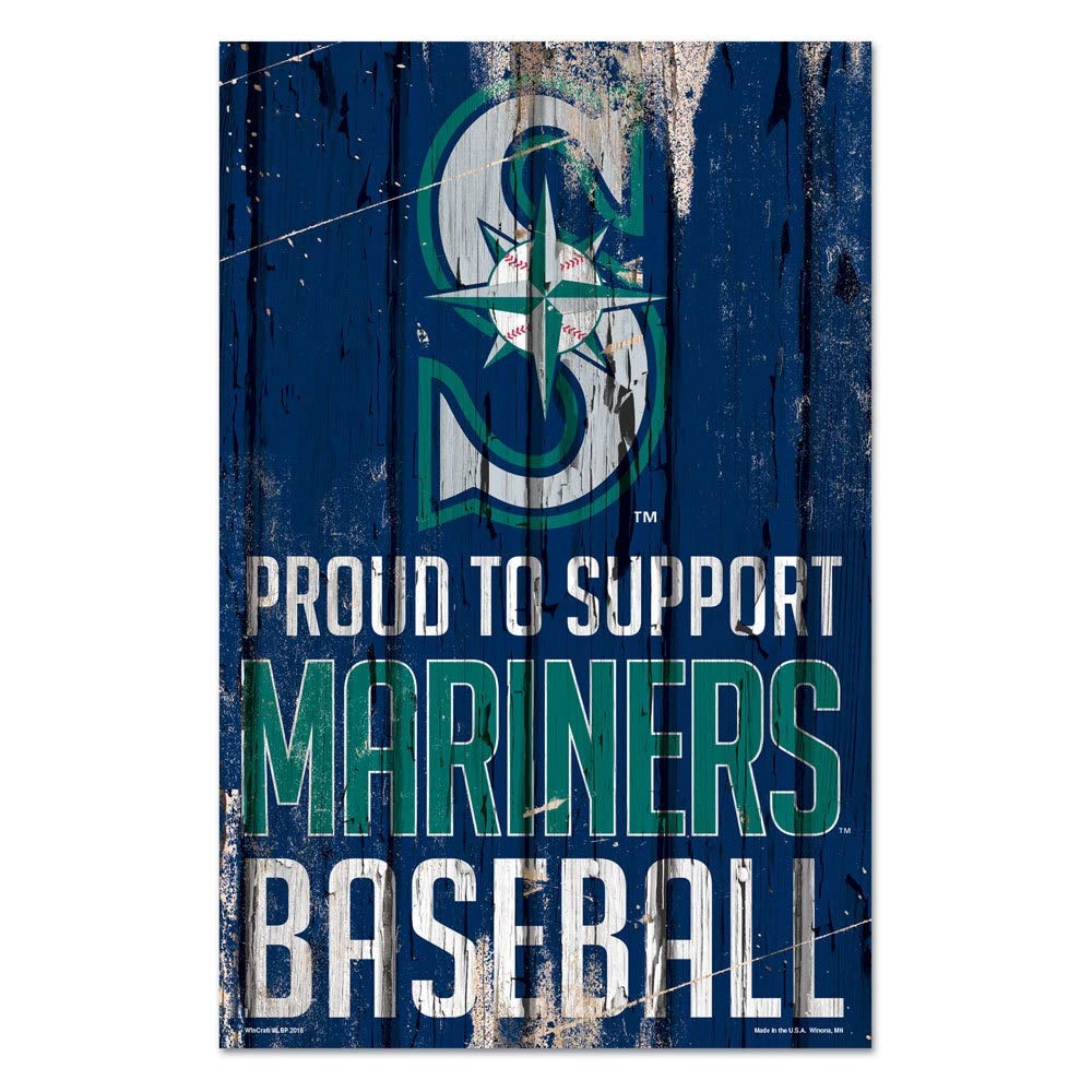 MLB Seattle Mariners SignWood Proud to Support Design, Team Color, 11x17