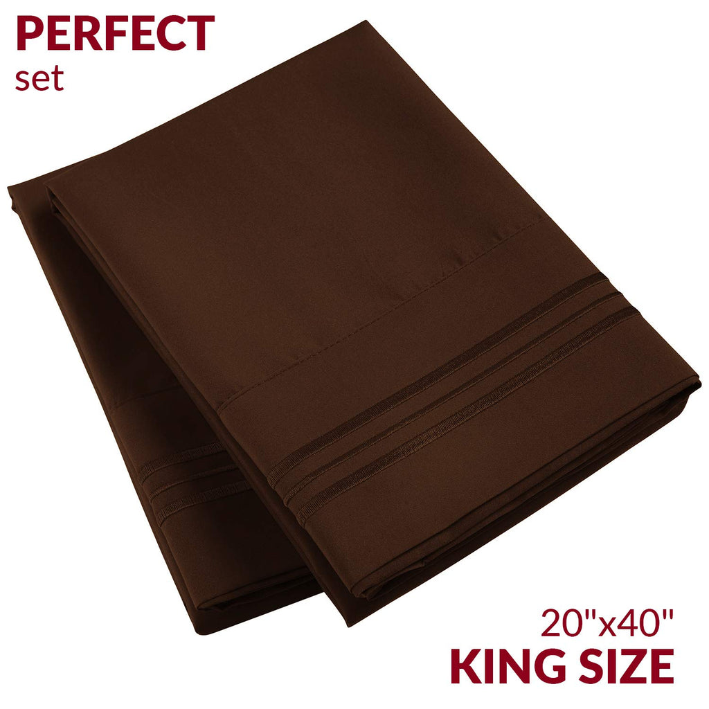 Mellanni King Size Pillow Cases 2 Pack - Pillow Covers - Pillow Protector - Luxury Bedding Sheets & Pillowcases - Envelope Closure - Wrinkle, Fade, Stain Resistant (Set Of 2 King Size, Brown)
