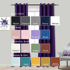 Mrs.Naturall 96 Inches Long Royal Purple Blackout Curtains For Living Room 2 Panels Set Thermal Insulated Grommet Cold Blocking
