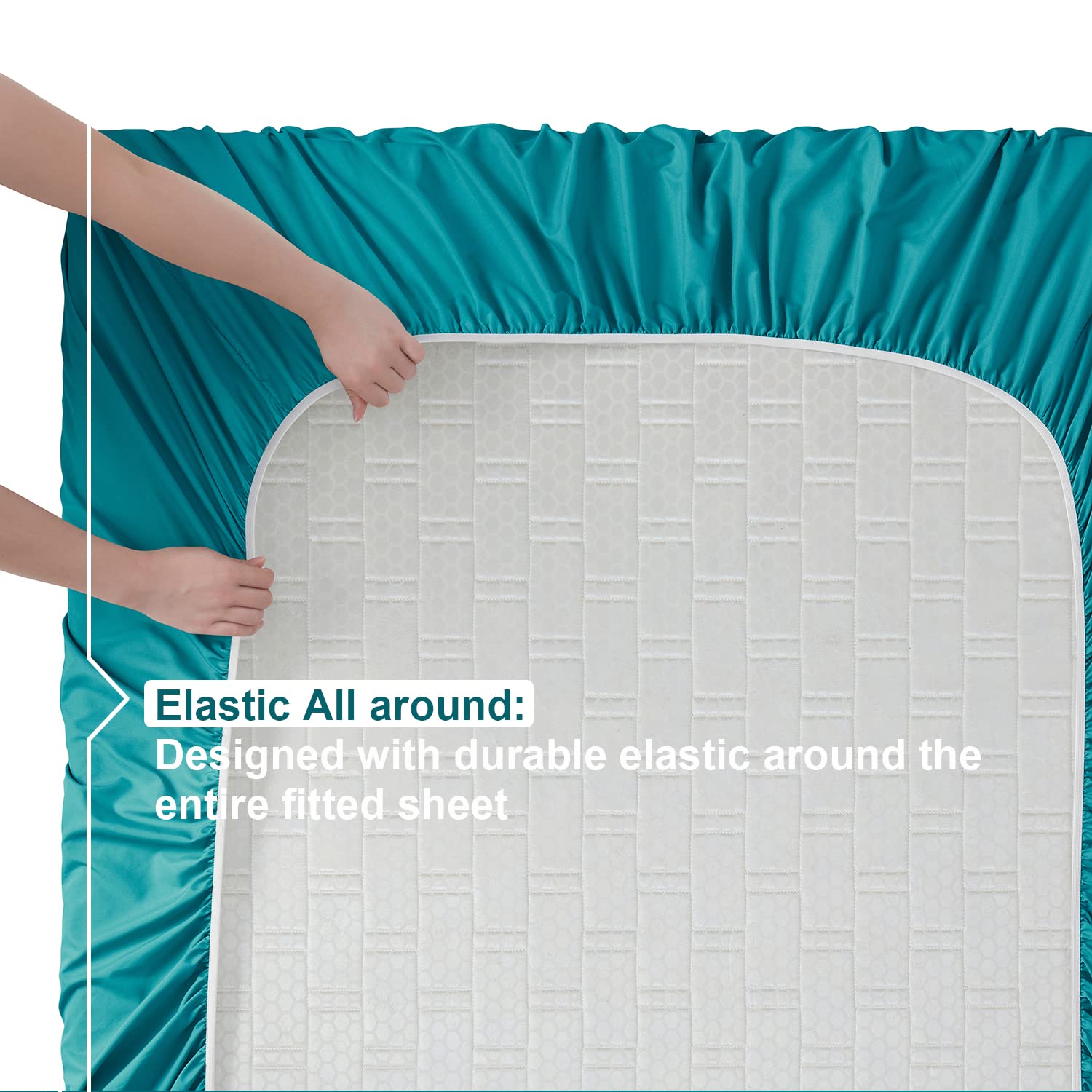 Nestl Full Size Sheet Sets - 4 Piece Full Size Sheets, Teal Sheets Full Size Bed Sheets, Double Brushed Bed Sheets Full Size, Hotel Luxury Full Bed Sheets Set.