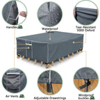 Patio Furniture Covers Waterproof, Square Outdoor Table Cover, 500D Heavy Duty, All Weather Protection Patio Covers For Outdoor Dining Table Set, 86' L X 86' W X 29' H -Grey