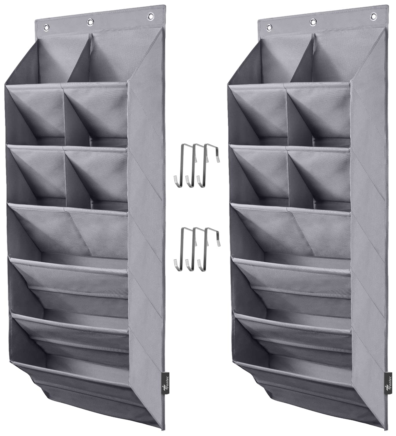 Fentec 2 Pack Over The Door Shoe Organizer, Hanging Shoe Organizer, 6-Tier Large Deep Pockets Door Shoe Rack With 3 Hooks Shoe O