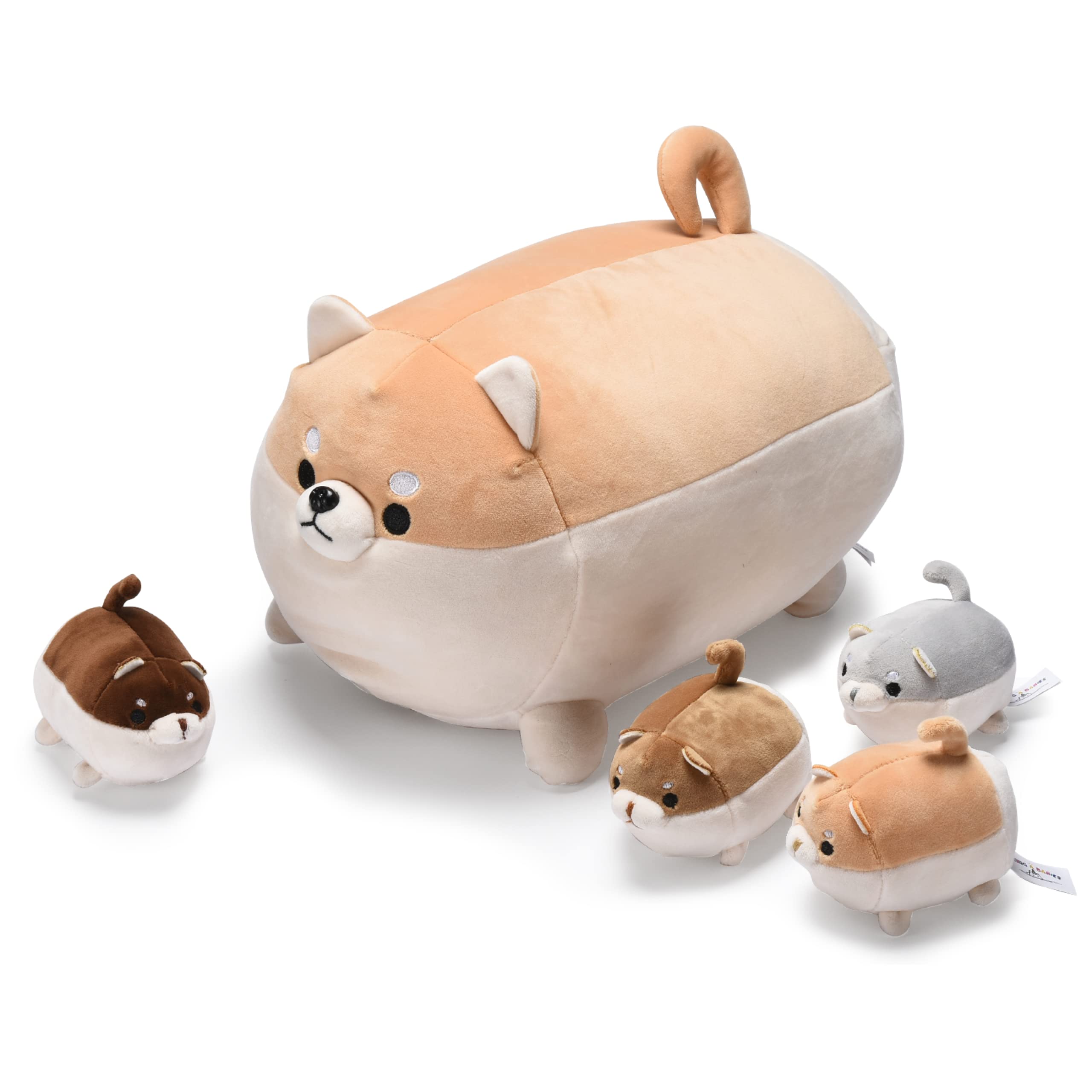 Snug A Babies Corgi Plush Stuffed Animal 14 with 4 Puppies - Adorable Stuffed Animals Plushies Toys - Dog Plush Pillow Room Deco