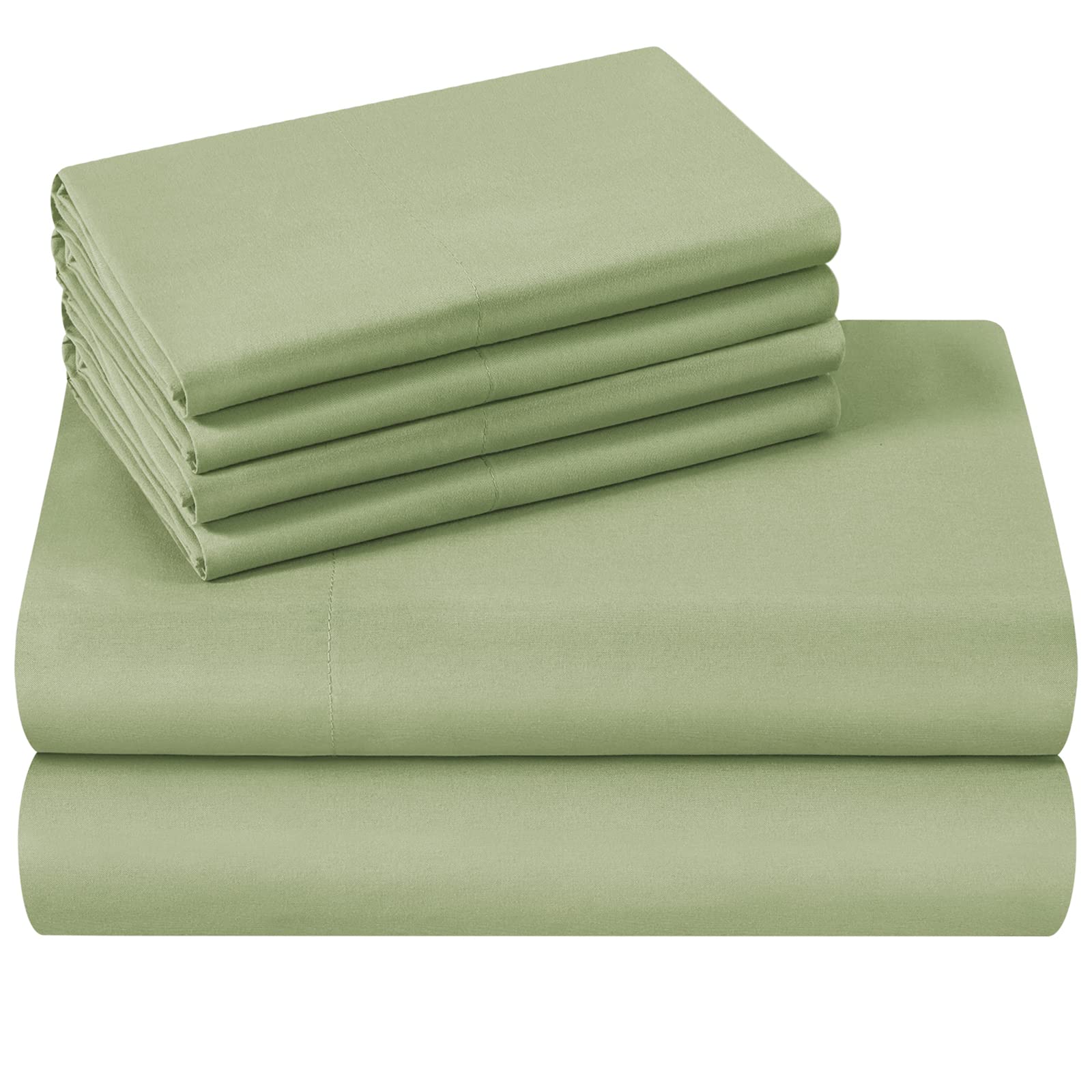 Homeideas Full Size Bed Sheets - 6 Piece Set (Sage Green) - Extra Soft Brushed Microfiber 1800 Bedding Sheets, Deep Pocket, Wrinkle & Fade Free