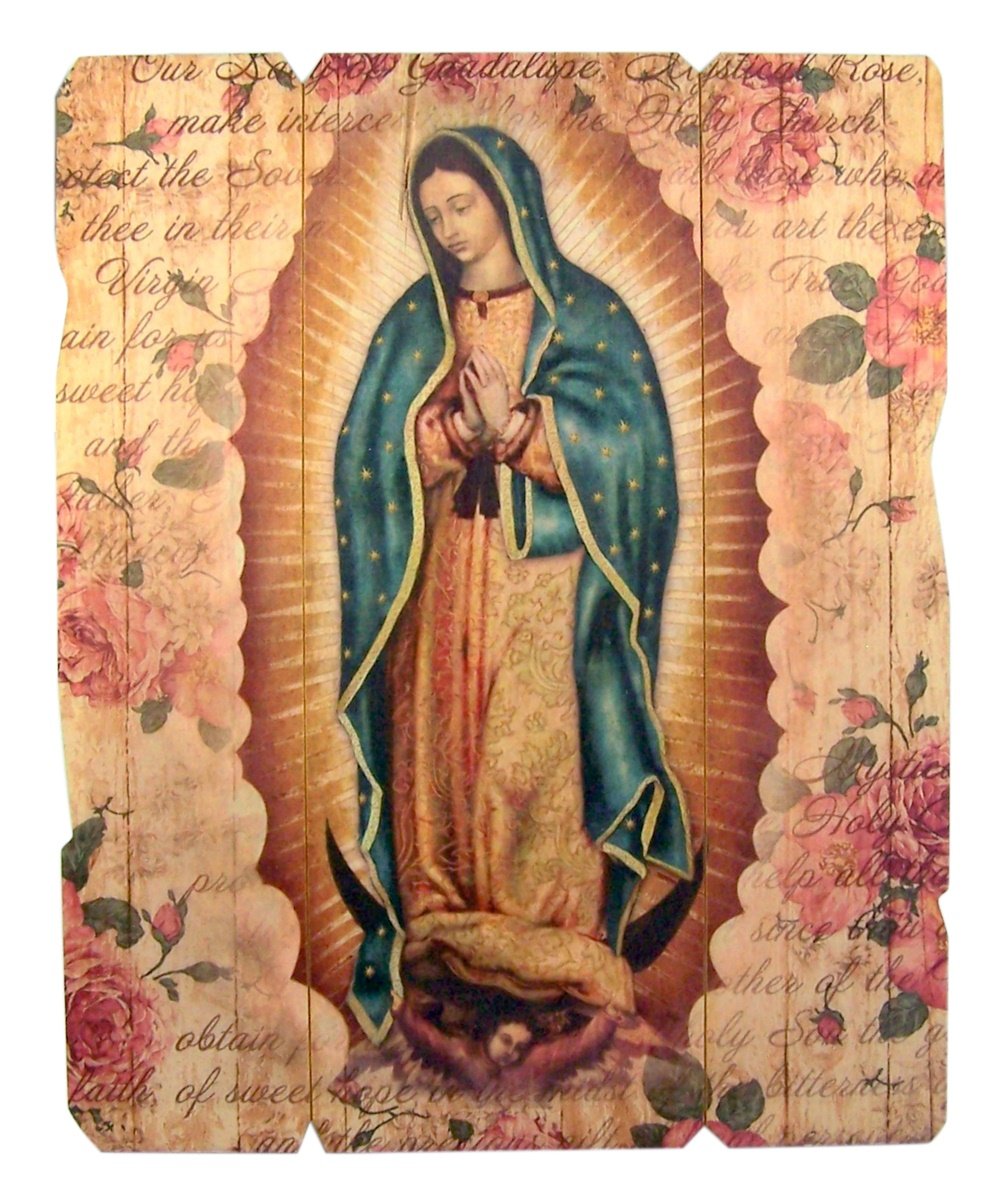 Laser Cut Wood Our Lady of Guadalupe Icon Wall Plaque, 9 1/4 Inch