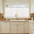 jinchan White Kitchen Curtains 30 Inch Length Textured Short Cafe Curtains Farmhouse Window Treatment Tiers for Bathroom Laundry