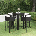 vidaXL Patio Bar Set 5 Piece, Bistro Set for Outdoor Porch Yard, Bar Stool with Cushions, Bistro Table, Farmhouse Modern Style, Poly Rattan Black