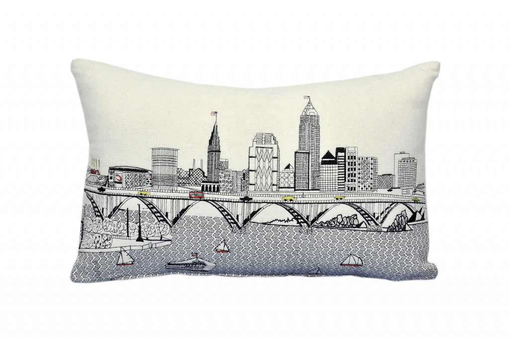 HomeRoots Cream 24' White Cleveland Daylight Skyline Lumbar Decorative Pillow