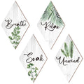 Jetec 4 Pcs Bathroom Decor Wall Art Relax Soak Unwind Breathe Wooden Sign Hanging Wall Art Green Accessories for Bedroom Living 