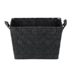 Home Basics Multi-Purpose Medium Woven Strap Open Bin Basket With Handles, Black