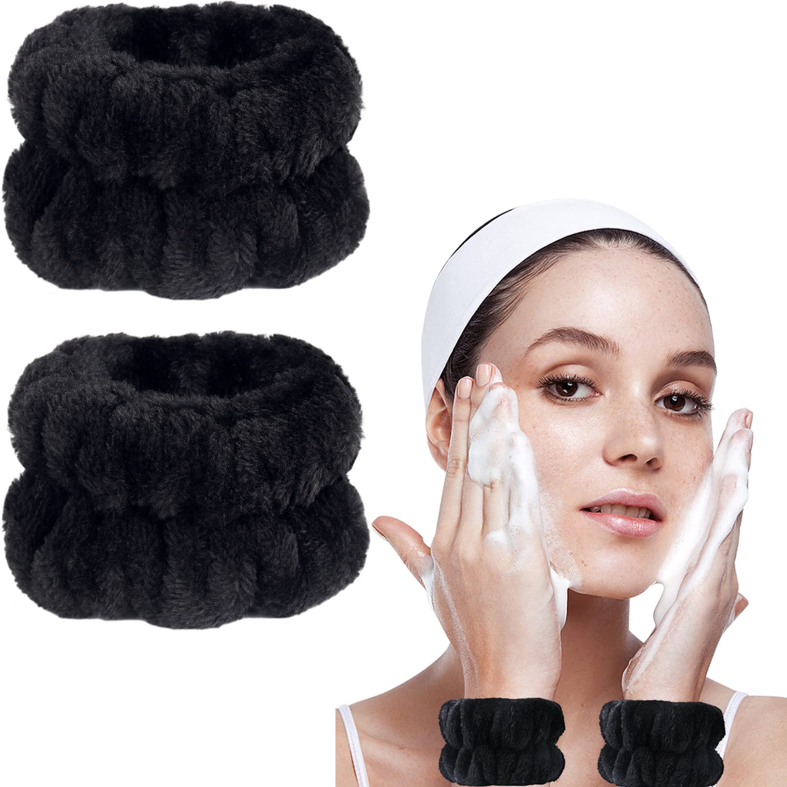 Taocar 2pcs Wrist Bands for Washing Face, Face Washing Wristbands, Arm Wrist Towels for Washing Face, Spa Face Wash Wristbands, 