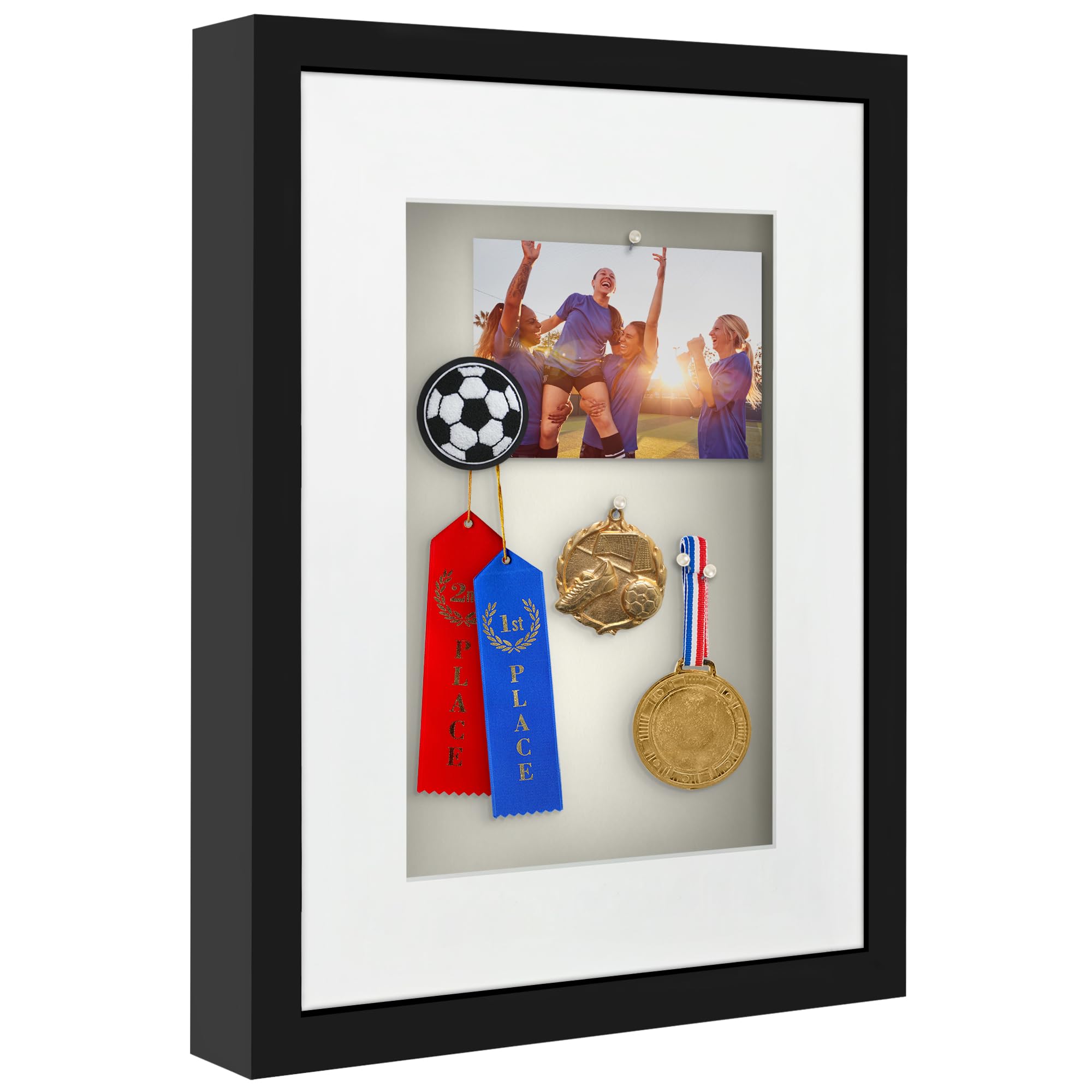 Americanflat 12x16 Shadow Box Frame with Polished Plexiglass - Use as 8x12 Frame with Mat or 12x16 Frame Without Mat - Silhouett