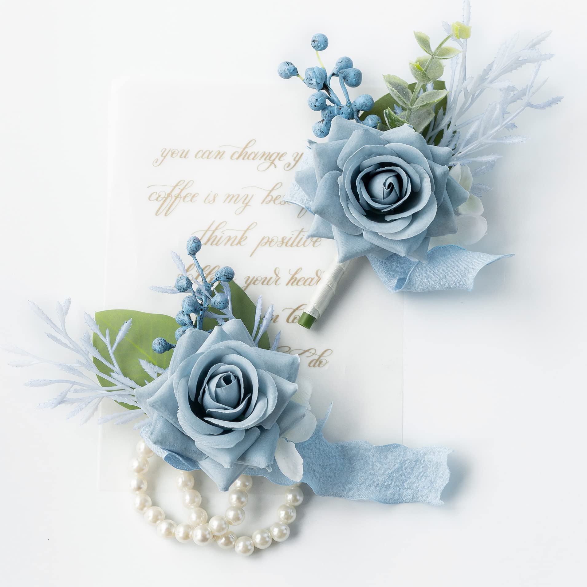 YSOJMAN Wrist Corsage Wristlet and Boutonniere Set for Wedding Bridesmaid Mother Grandmother for Bridal Shower Wedding Artificia