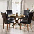 Parsons Dining Chairs Set of 4, Upholstered Nailhead PU Leather Dining Room Kitchen Side Chair with Thick Cushions and Wood Legs