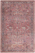 HomeRoots 522424 9 x 12 ft. Brick Red Floral Power Loom Distressed Rectangle Area Rug