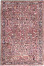 HomeRoots 522424 9 x 12 ft. Brick Red Floral Power Loom Distressed Rectangle Area Rug