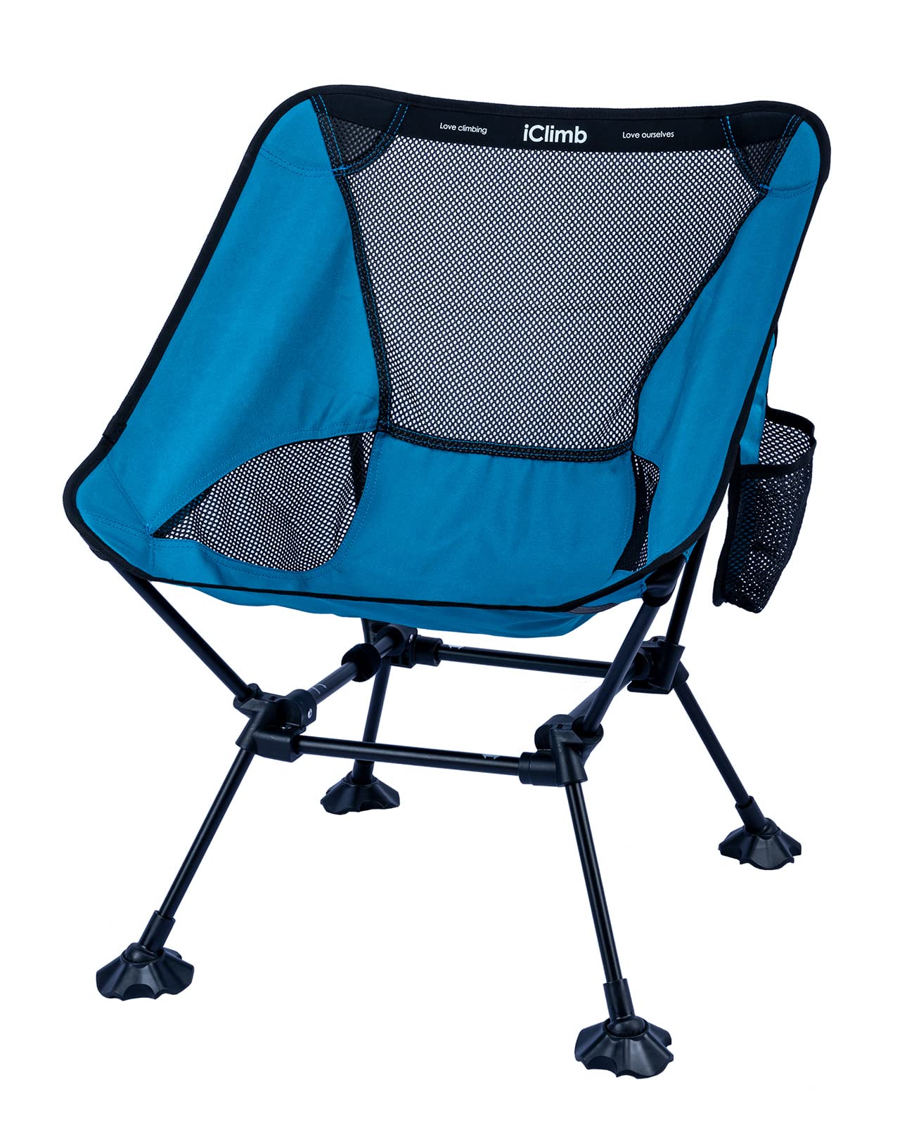 Iclimb Ultralight Compact Camping Folding Beach Chair With Anti-Sinking Large Feet And Back Support Webbing (Blue - Square Frame -2Pc)