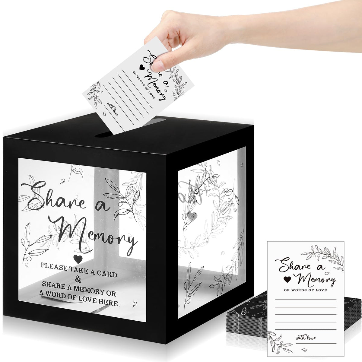 Pajean 50 Pcs Greenery Share a Memory Cards for Collections of Life Memory Guest Cards Box Ideas for Funeral Graduation Wedding 