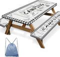 Britown Picnic Table Cover with Bench Covers Elastic Edges, Farm Plaid Fitted Table Cover, Outdoor Patio Camping Essentials 72 I