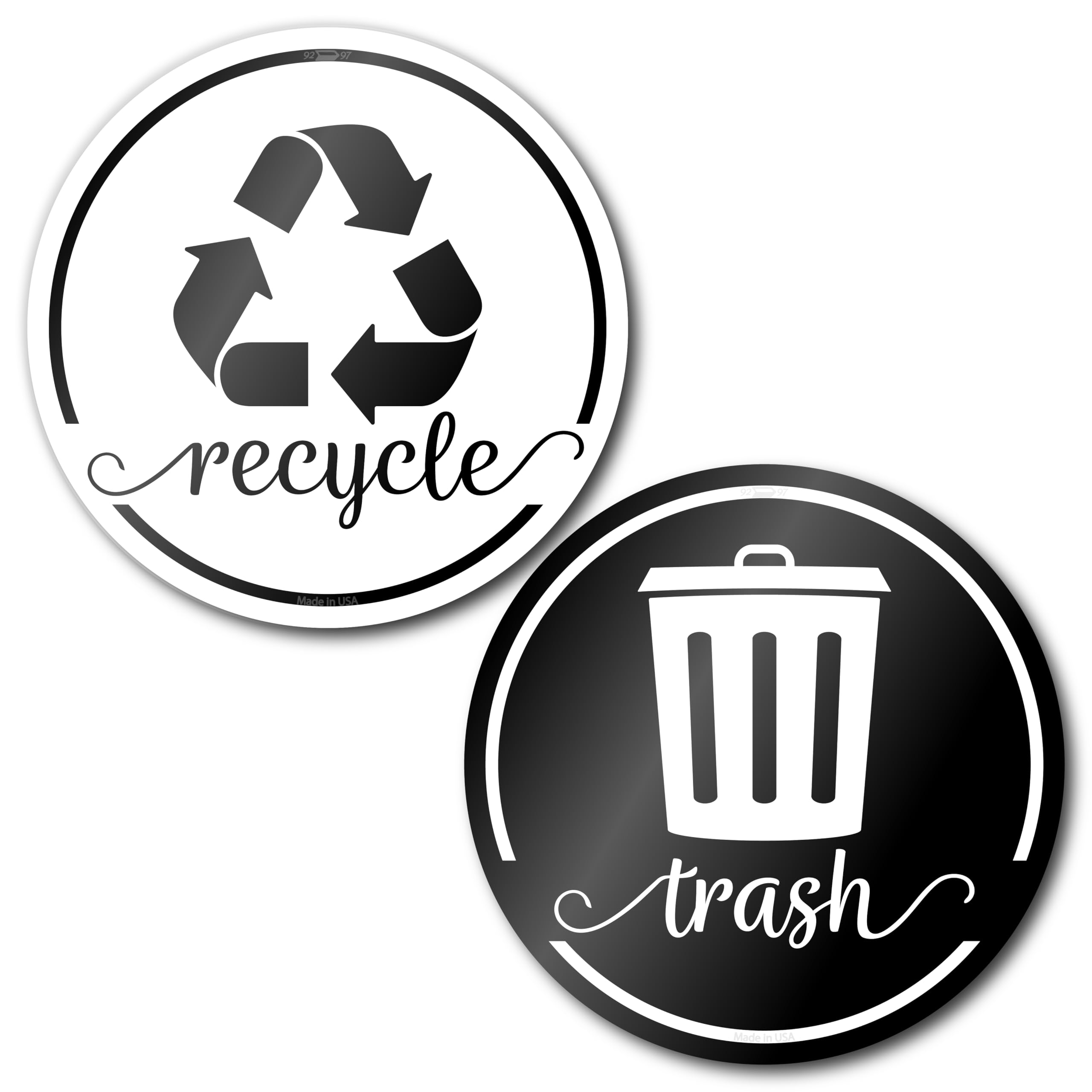 Vibrant Recycling Stickers for Trash Can, 3.5 Trash and Recycle Stickers, Laminated Recycle Stickers for Trash Bins, Recycle Sti