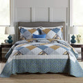 Newlake Quilt Bedspread Sets-Checkered Floral Reversible Coverlet Set,Queen Size