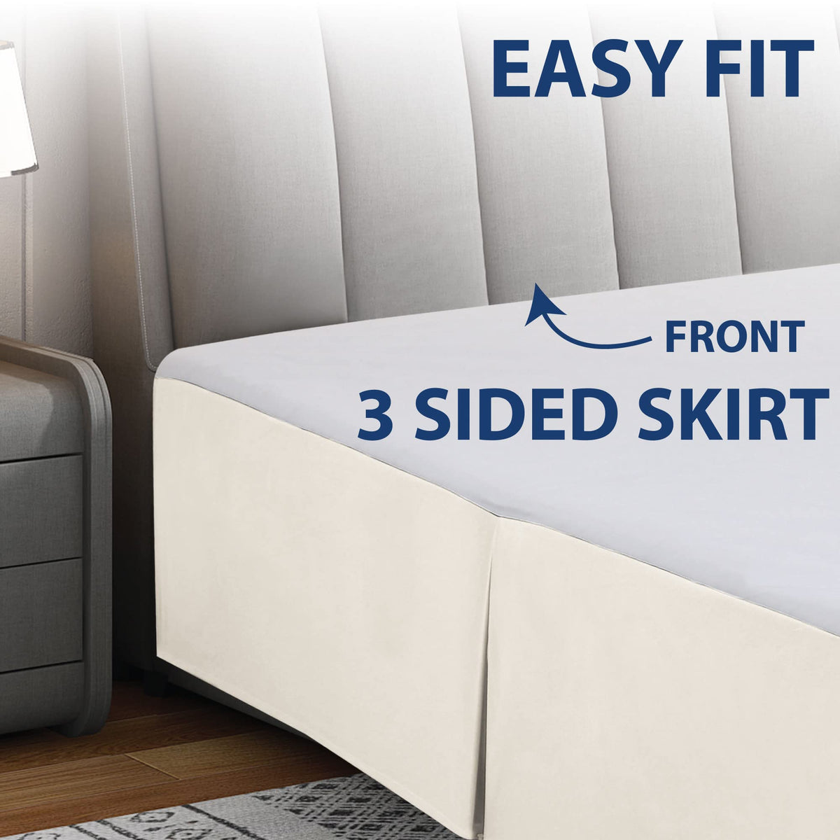 Cathay Home Double Brushed Microfiber Pleated Easy Fit Bed Skirt, Ultra Soft, Fade And Wrinkle Resistant - Coconut Milk, California King
