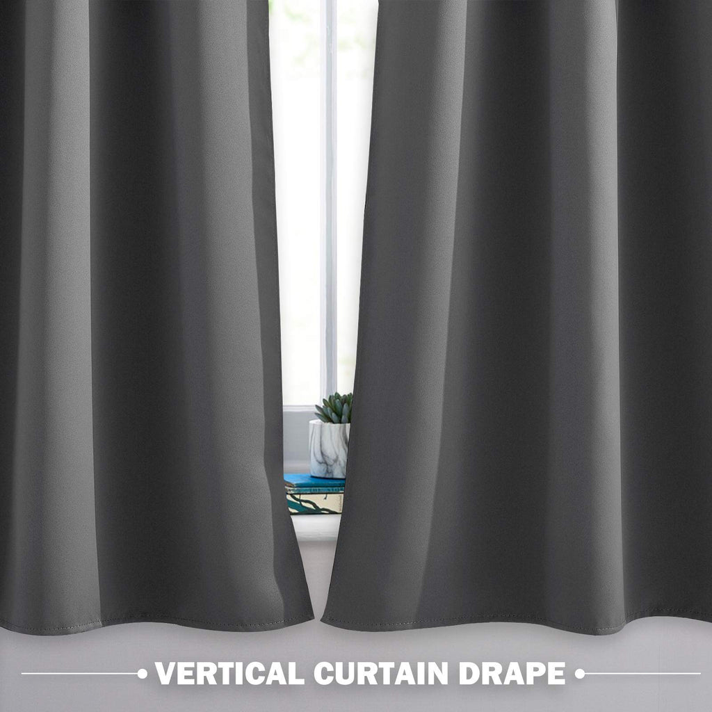 Nicetown Kitchen Curtains Tiers For Small Window, Grey Short Blackout Thermal Insulated Panels With Grommet Top For Living Room/Bedroom/Thanksgiving, Set Of 2, W34 X L36-Inch