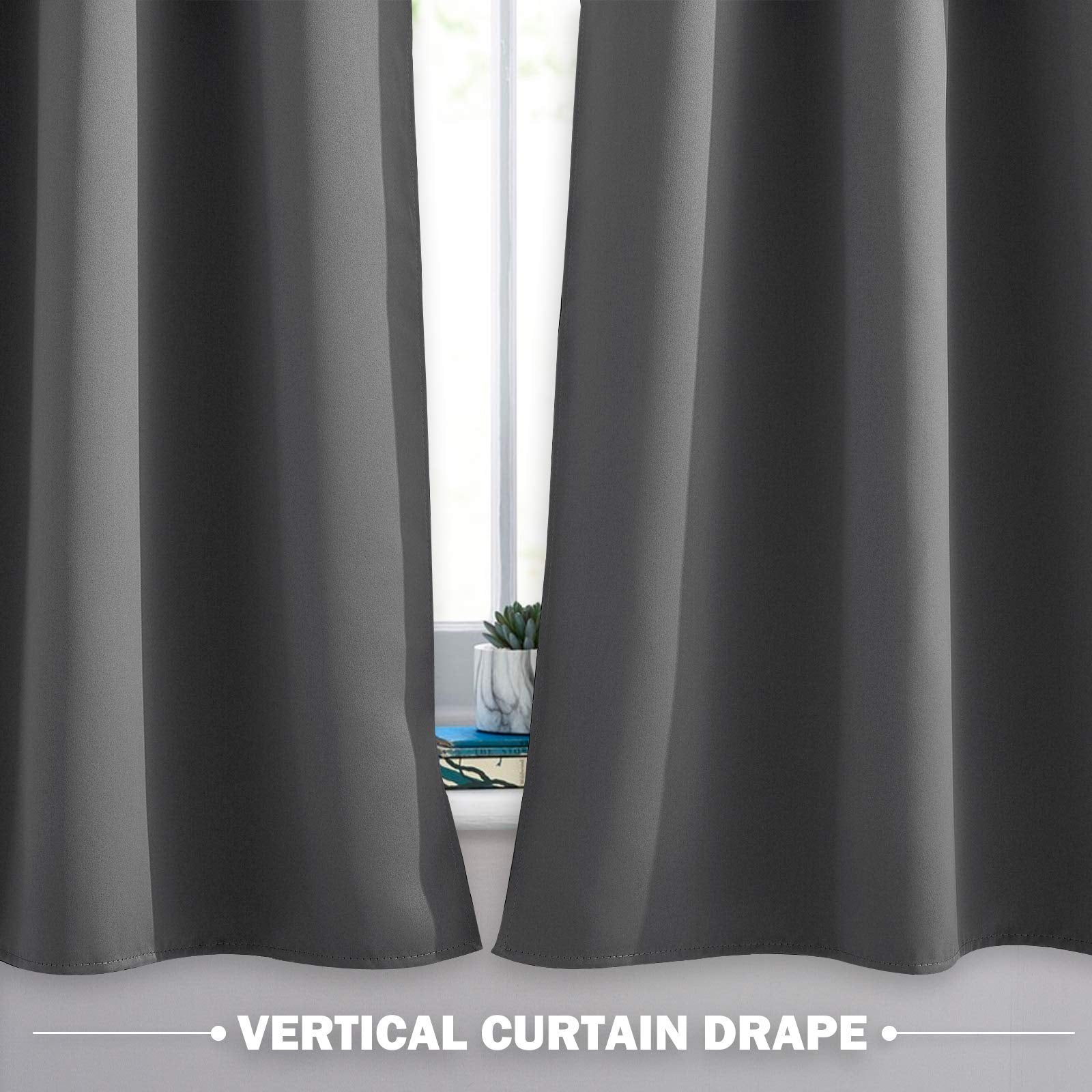 Nicetown Kitchen Curtains Tiers For Small Window, Grey Short Blackout Thermal Insulated Panels With Grommet Top For Living Room/Bedroom/Thanksgiving, Set Of 2, W34 X L36-Inch