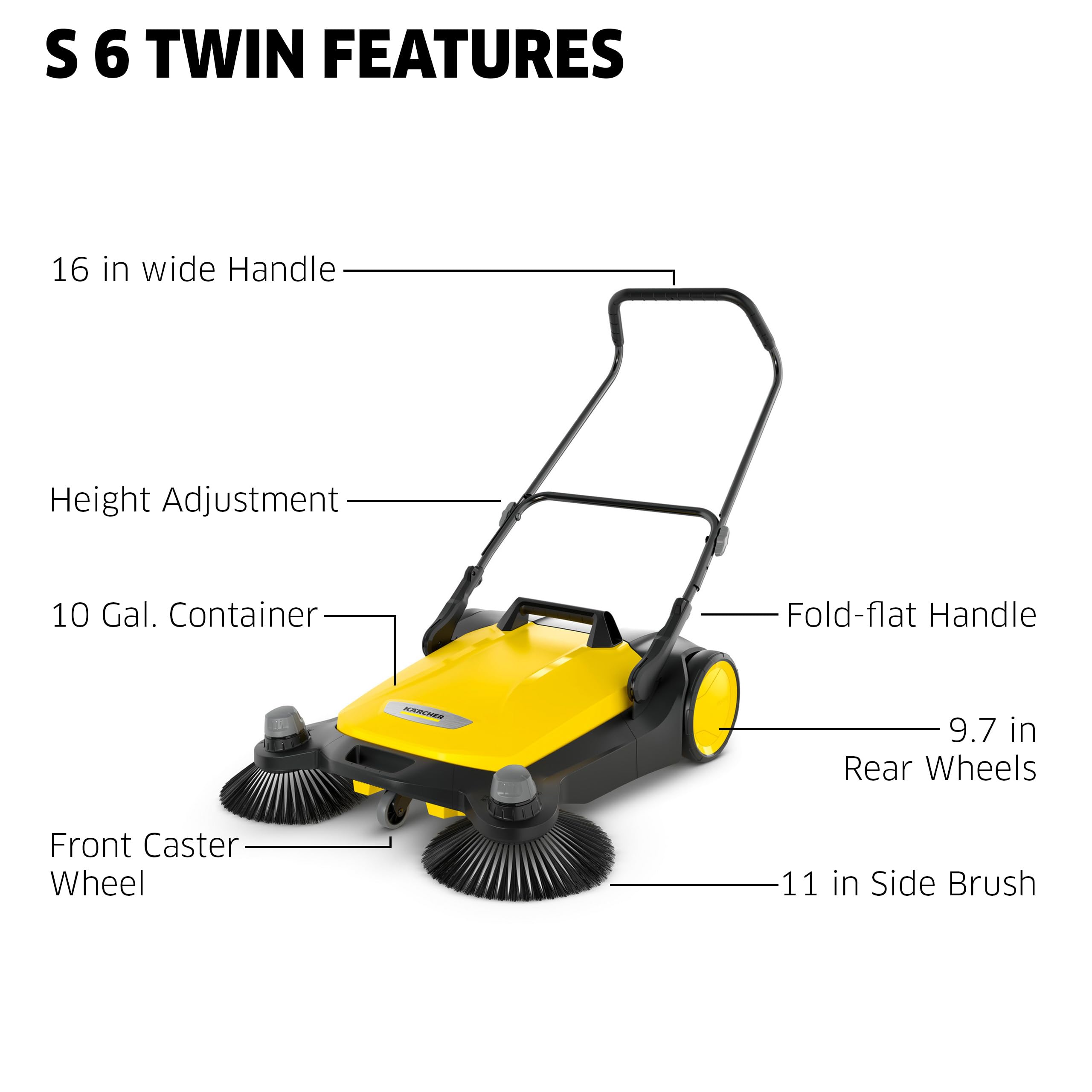 Kärcher S 6 Twin Push Sweeper Yellow Bristle 1.766-461.0