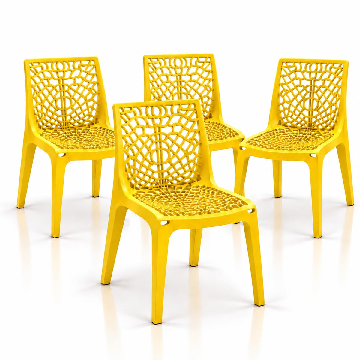 Sass Cafe Web Stackable Plastic Chair | Polypropylene Armless Dining & Visitor Chair | Medium Back Multipurpose Seating | 110 Kg