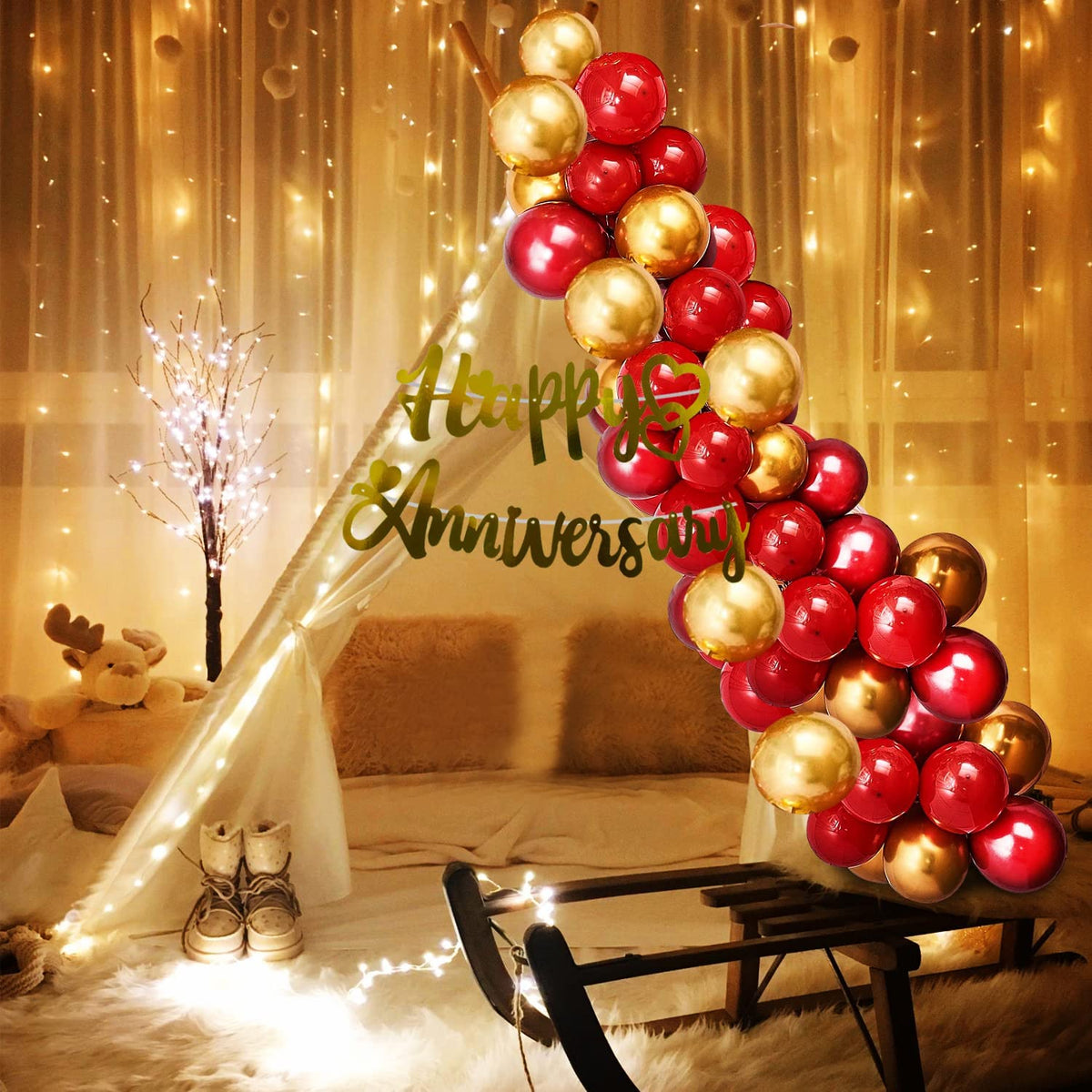 Party Propz Happy Anniversary Decoration Items Kit  26Pcs Canopy Tent for Decoration, Wedding Anniversary Decoration Balloons a