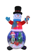 8ft Inflatable LED Snowman Globe with Penguin, Gift Box - Outdoor/Indoor Christmas Decor