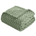 Vessia Flannel Fleece Throw Blanket For Kids And Adults, 3D Jacquard Sage Green Fuzzy And Warm Blanket For Couch,Sofa,Bed,Chair,