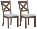 Signature Design by Ashley Moriville Modern Farmhouse 19 Upholstered Dining Room Chair, 2 Count, Brown