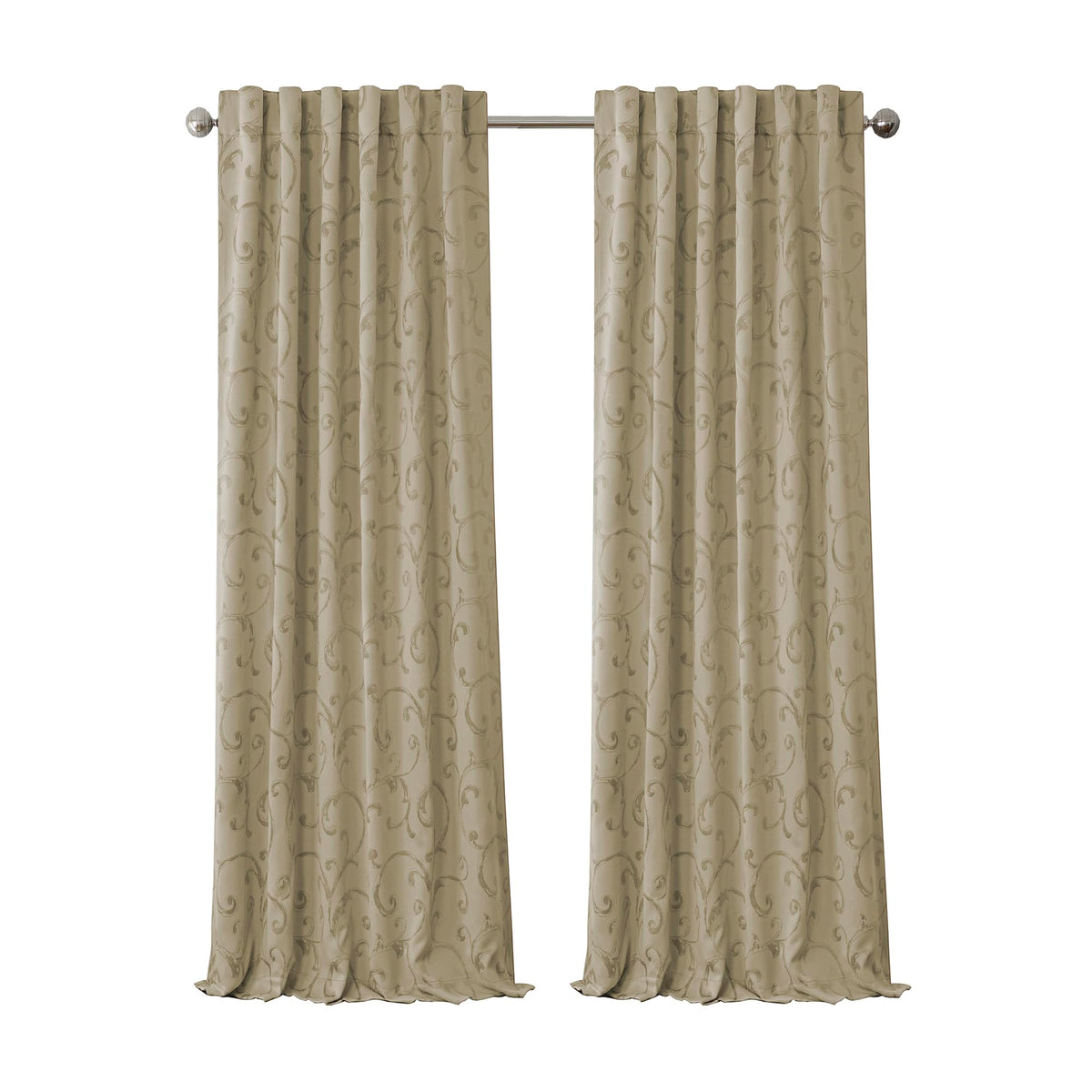 Elrene Home Fashions Mia Jacquard Scroll Blackout Window Curtain, 52'' x 95'' (1 Panel), Natural