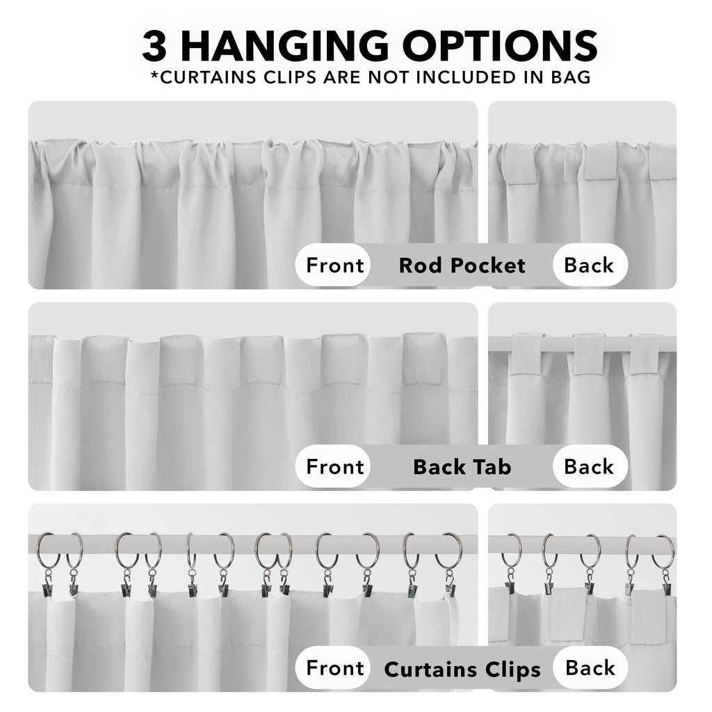 Deconovo Room Darkening Curtains, Back Tab And Rod Pocket Curtains Blackout Curtains - Thermal Insulated For Bedroom, Windows 52X72 Inch, Platinum, 2 Panels