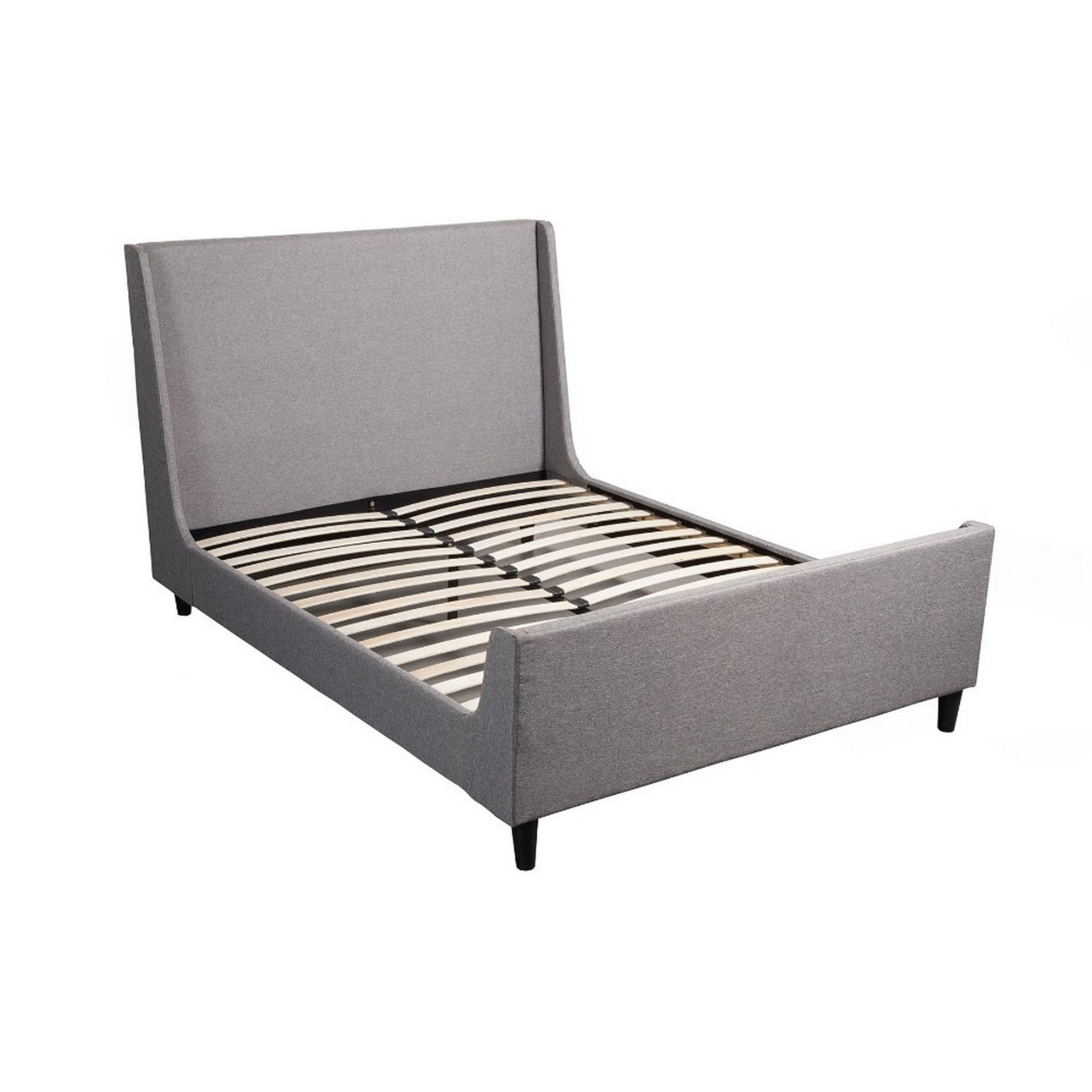 Benjara Benzara Classy Wooden Queen Size Bed, Gray,