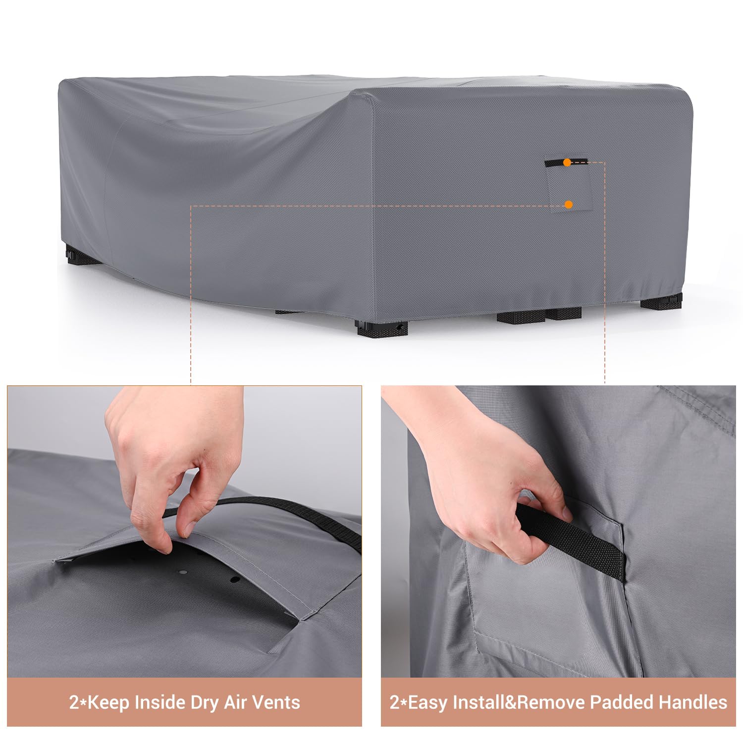 Mrrihand Heavy Duty Patio Furniture Covers, Outdoor Furniture Covers Waterproof Sectional Sofa Set , Patio Table And Chair Set Cover 128'L×83'W×28'H,Grey
