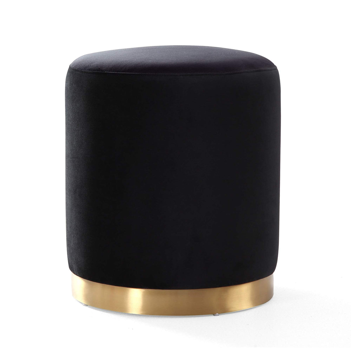 Tov Furniture Opal Black Velvet Ottoman Gold Base
